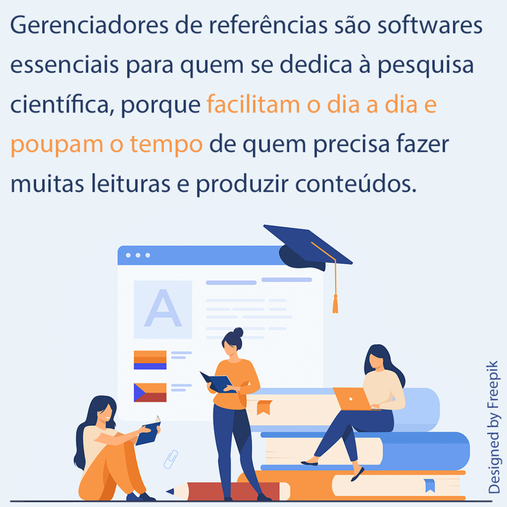 ilustração com texto sobre gerenciadores de referencias