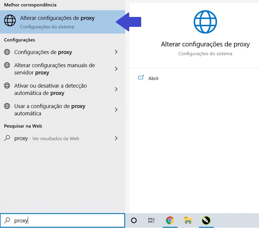 ativar proxy caixa de pesquisa do windows 10