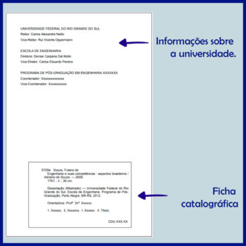 verso da folha de rosto trabalho acadêmico