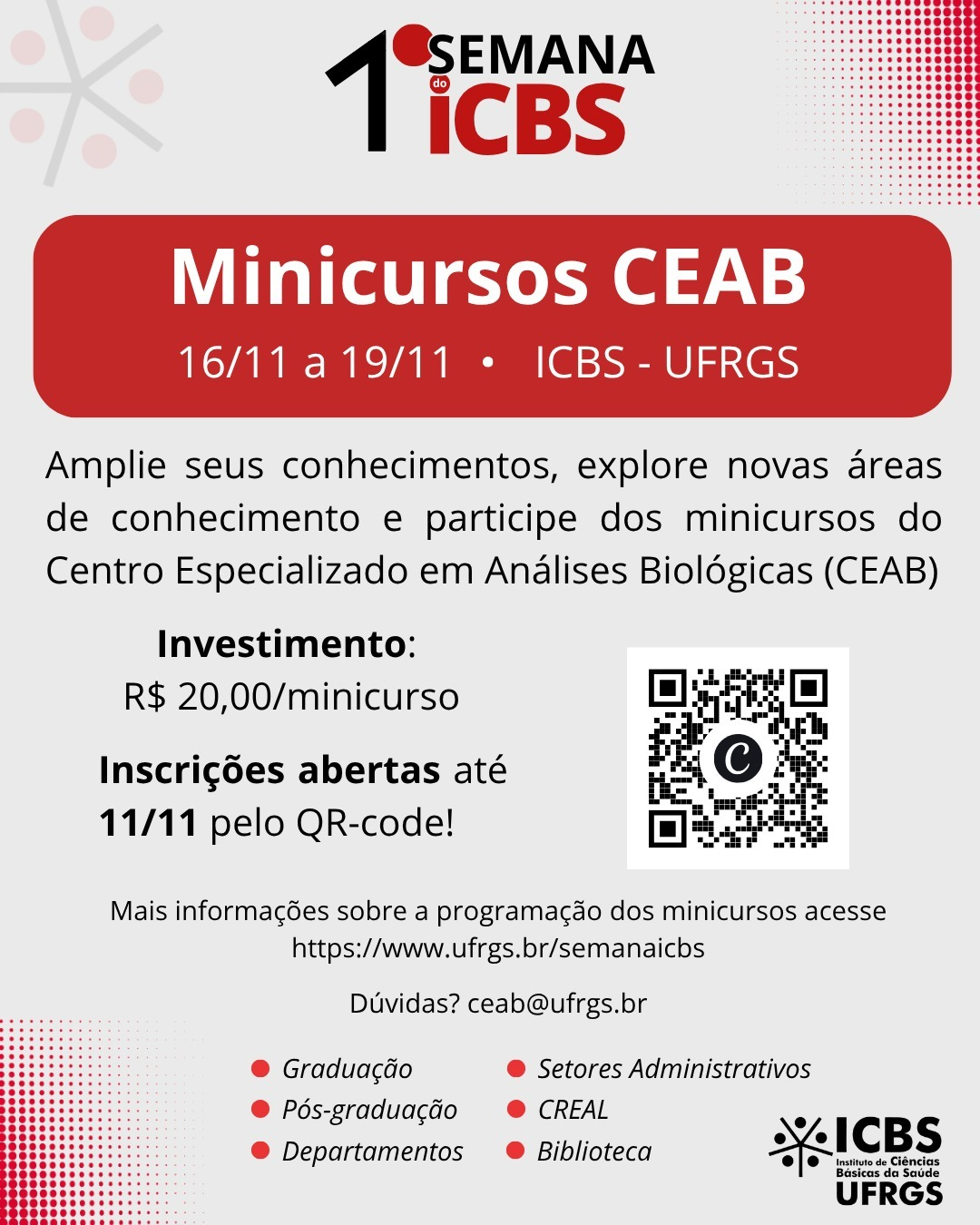 Inscrição 11/11/2026 - Minicurso CEAB - Centro Especializado em Análises Biológicas