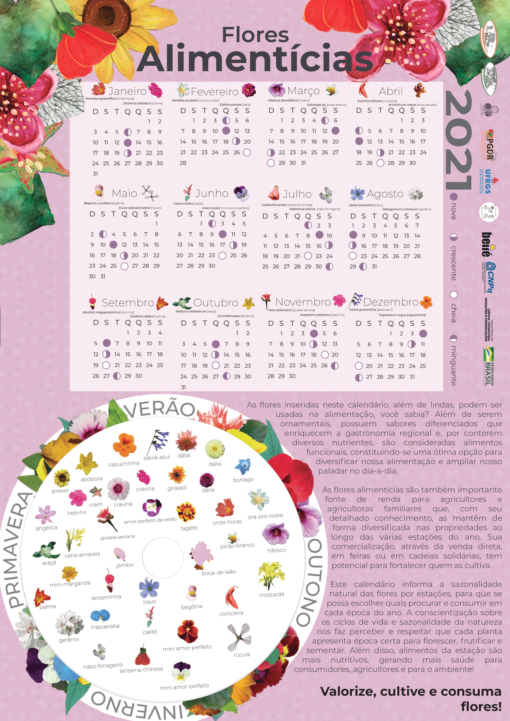 Calendário 2021 - flores