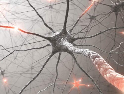 Ilustração de uma rede de comunicação neuronal