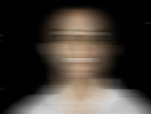 Imagem distorcida de Britney Spears quando raspou a cabeça.