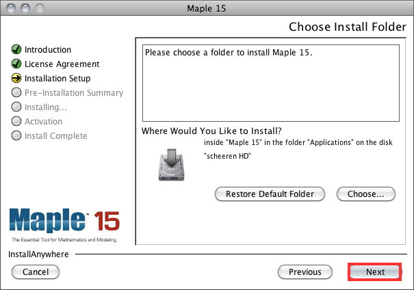 Maple 15 – Instalação – OSX - Documentação dos Serviços do Catálogo de ...