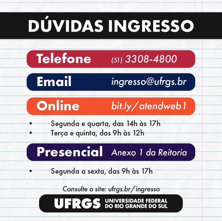 Dúvidas sobre Ingresso na UFRGS
