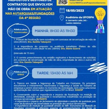 Curso para Fiscais de Contrato de Mão de Obra Contínua em atuação nas Autarquias/Fundações da 4ª Região