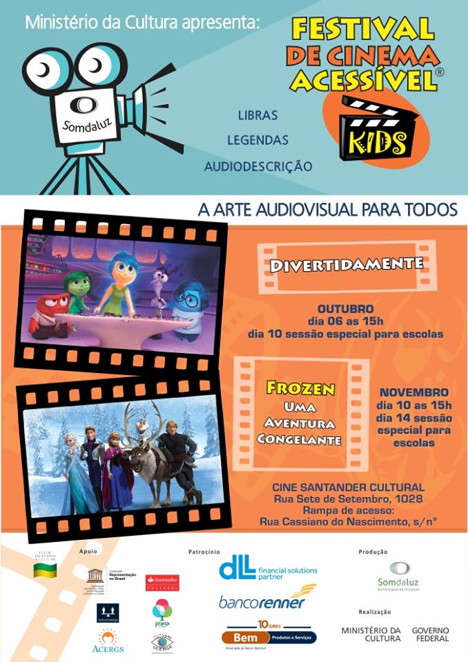 O Festival de Cinema Acessível e o Festival de Cinema Acessível Kids possuem três tecnologias de inclusão: Audiodescrição, legenda descritiva e janela de Libras. Fotos: Divulgação.