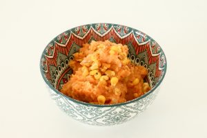 Purê de batata da terra e milho crioulo na chapa