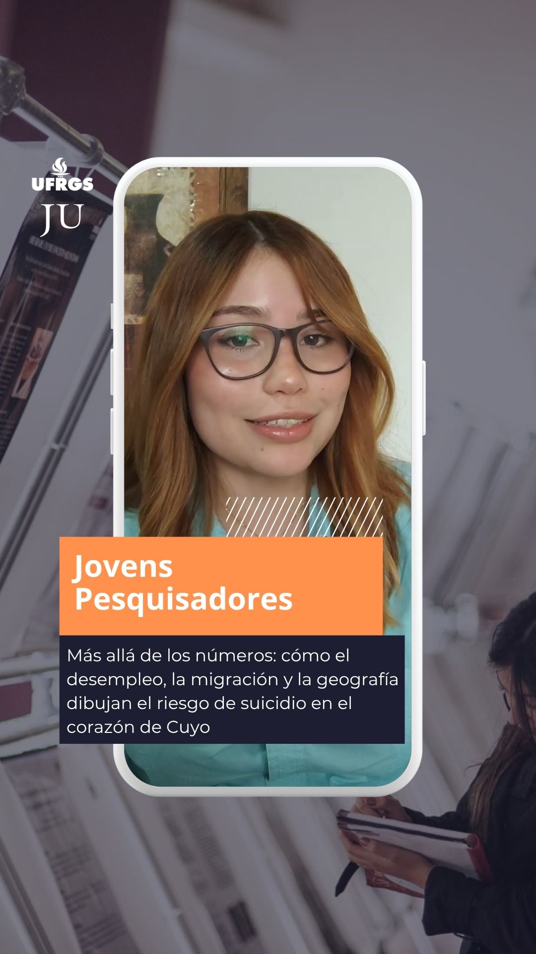 AUGM Jovens Pesquisadores | UFRGS sedia evento que debate a soberania acadêmica no Sul Global 

Candela Giuliana Pereyra, da Universidad Nacional de Cuyo, traz para as 33.ª Jornadas de Jovens Pesquisadores (JJI) a pesquisa ‘Más allá de los números: cómo el desempleo, la migración y la geografía dibujan el riesgo de suicidio en el corazón de Cuyo’.

Com a temática “Produzir conhecimento desde o Sul global: paradigmas disruptivos para a ciência”, Jovens Pesquisadores de diversos países do Sul Global participam entre os dias 20 e 22 de outubro das 33.ªs JJI, que ocorre no Câmpus do Vale da UFRGS. O foco do evento está na integração entre os pares.

🔗 Leia a reportagem “Soberania acadêmica no Sul Global exige cooperação regional e fomento público” no site do JU. Link na bio!

📝 Edição de vídeo: Malu Tosin