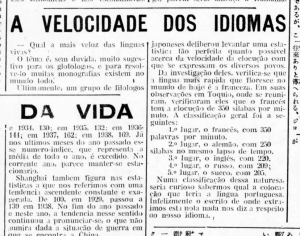 a velocidade dos idiomas