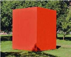 Aluísio Carvão<br />Cubocor,1997.<br />Escultura em alvenaria, 2,5 m x 2,5 m.<br />Parque Marinha do Brasil<br />